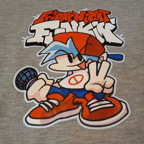 Boyfriend, FNF Friday Night Funkin, Kids Hoodie, Gray, size L 10/12 - Picture 1 of 2